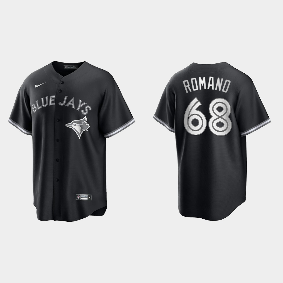 Toronto Blue Jays Jordan Romano 2021 All Black Fashion Jersey - Black White