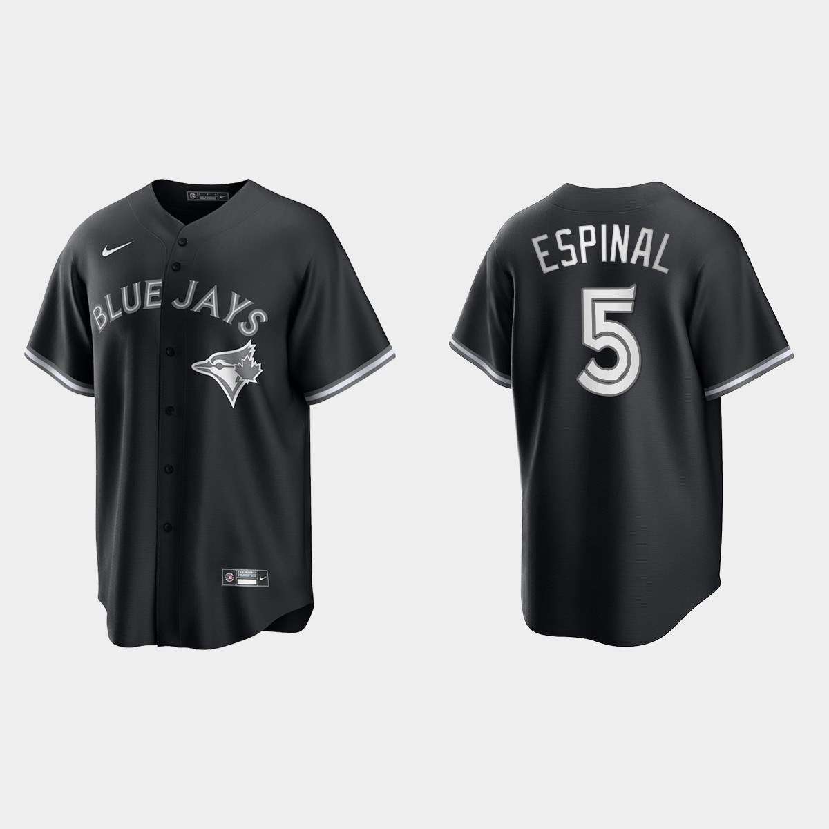 Toronto Blue Jays Santiago Espinal 2021 All Black Fashion Jersey - Black White