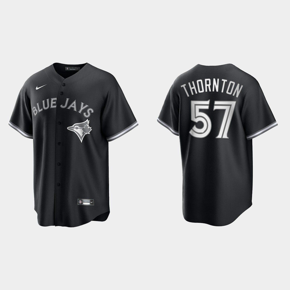 Toronto Blue Jays Trent Thornton 2021 All Black Fashion Jersey - Black White