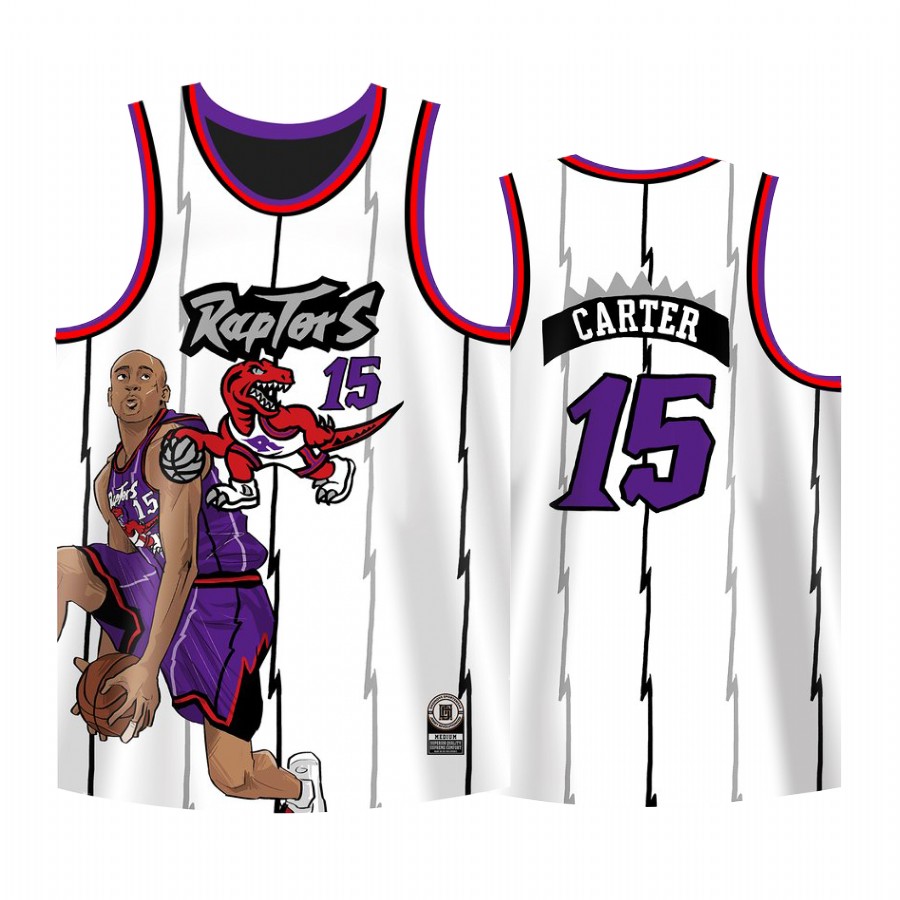Toronto Raptors #15 Vince Carter Jersey Cool Man White