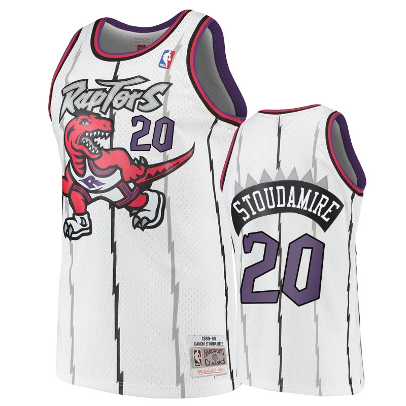 Toronto Raptors #20 Damon Stoudamire White Hardwood Classics Men's Jersey