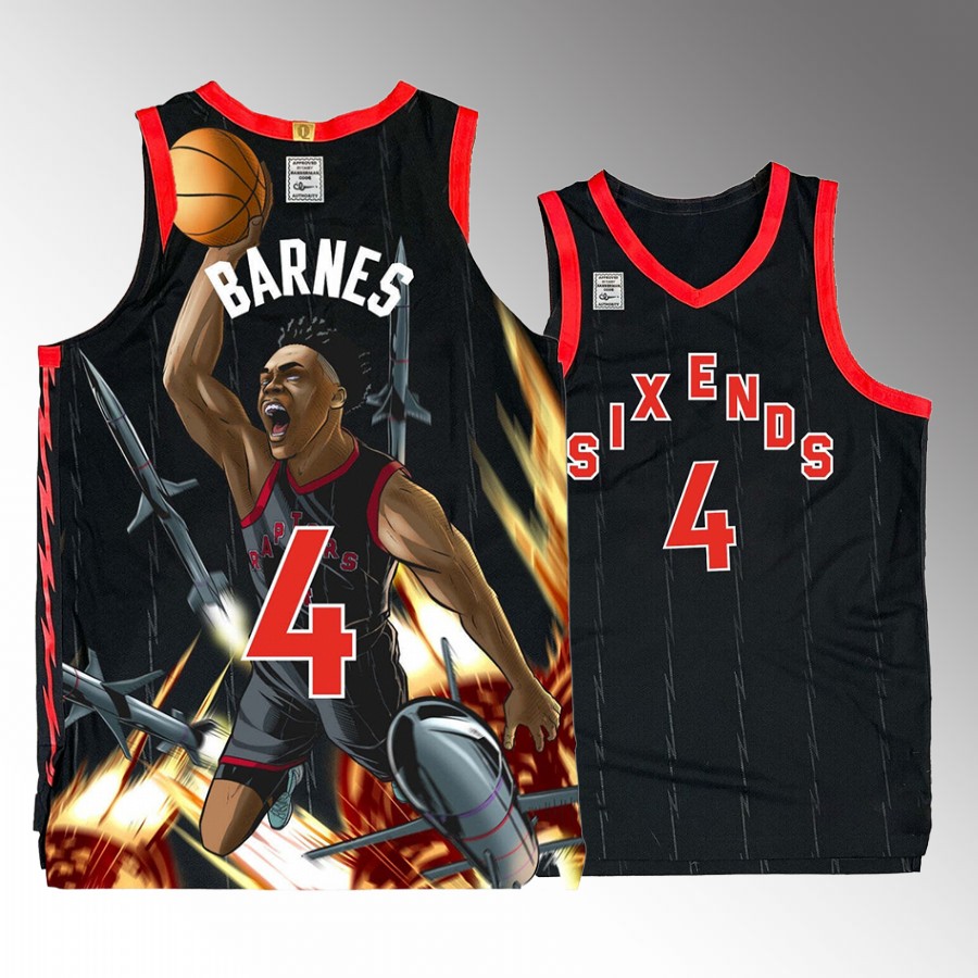 Toronto Raptors #4 Scottie Barnes Air Show Black Jersey