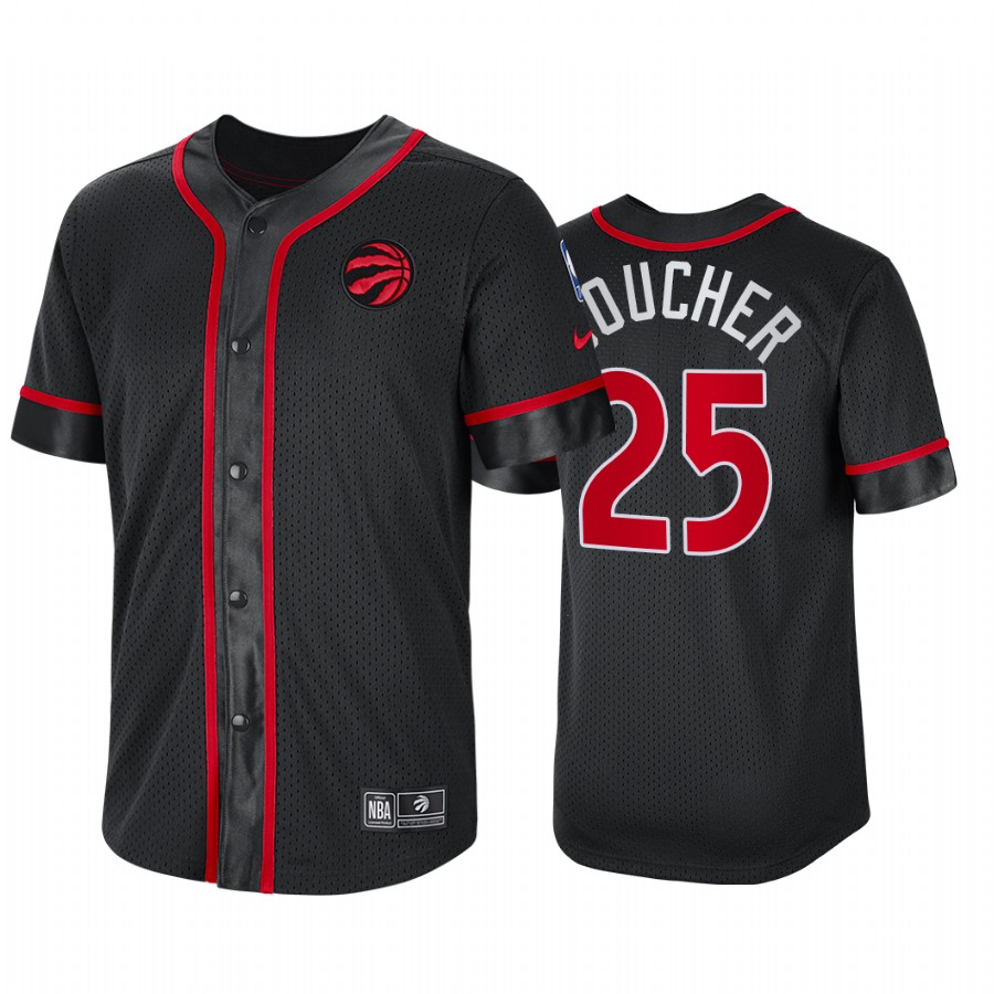Toronto Raptors Chris Boucher Courtside Baseball Shirt Jersey #25 Black MLB Jersey