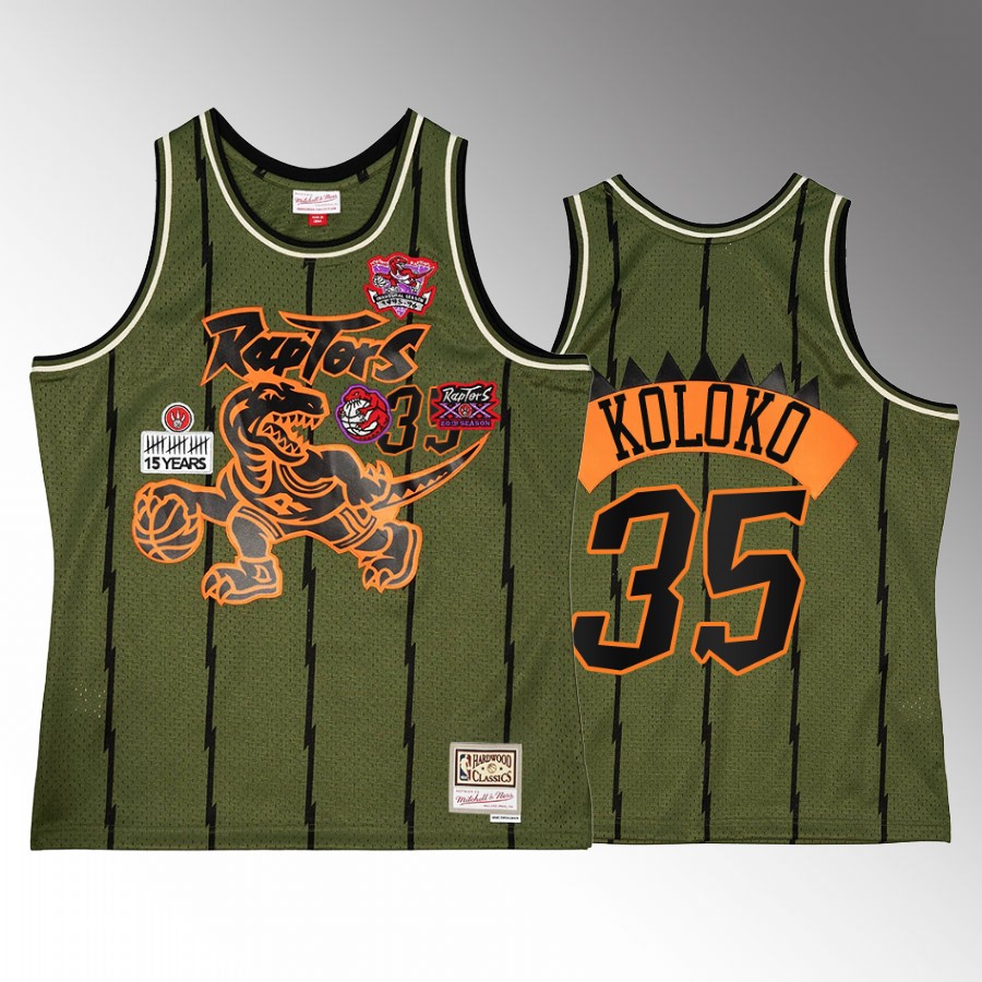 Toronto Raptors Christian Koloko Green Military Flight patchs Men Jersey Throwback