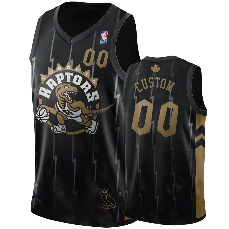 Toronto Raptors Custom #00 OVO Black Throwback Jersey