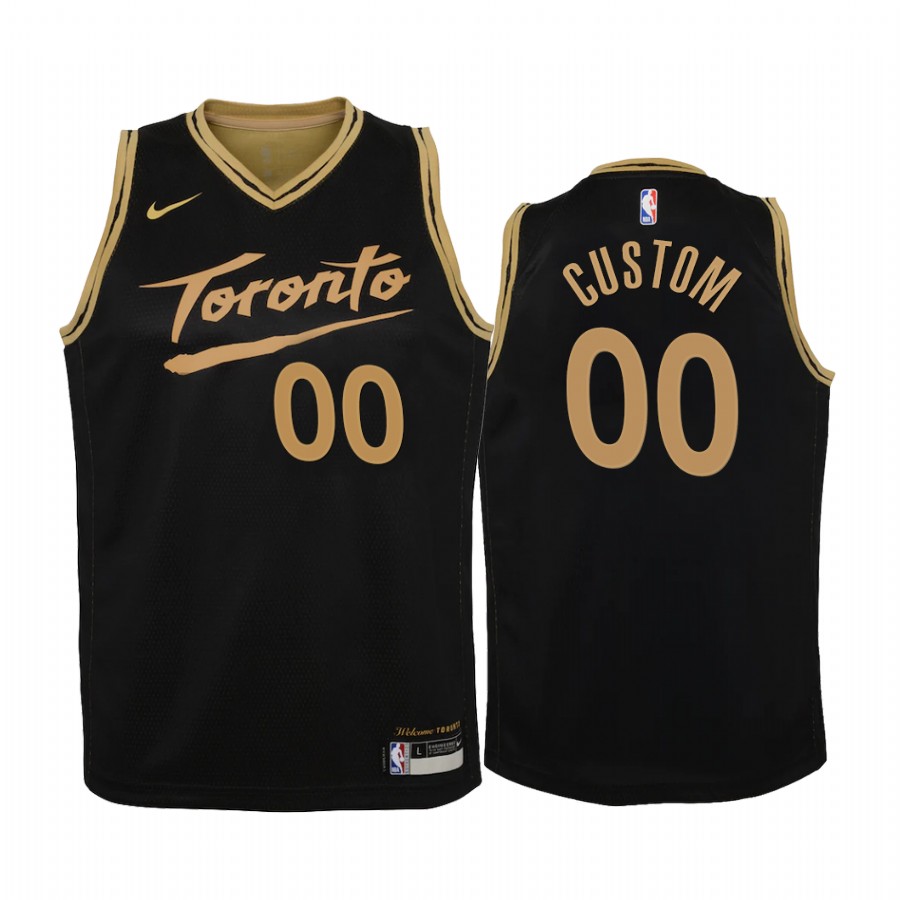 Toronto Raptors Custom 2021 City Edition Black Youth Jersey Swingman #00