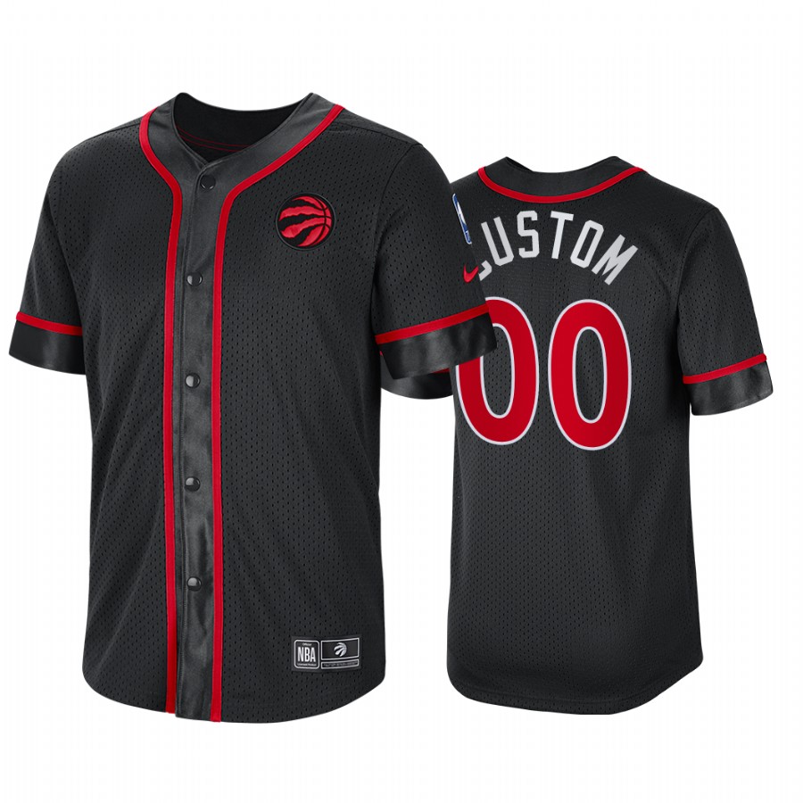 Toronto Raptors Custom Courtside Baseball Shirt Jersey #00 Black MLB Jersey