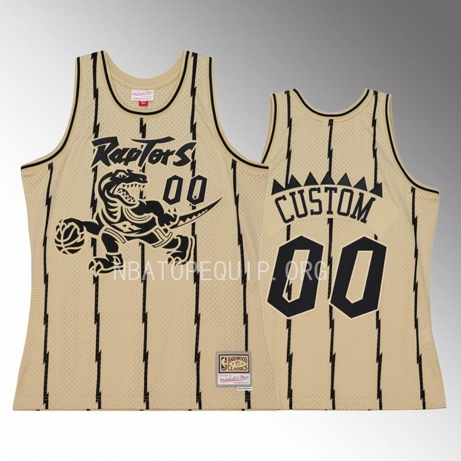 Toronto Raptors Custom Hardwood Classics #00 Khaki Black Swingman Jersey