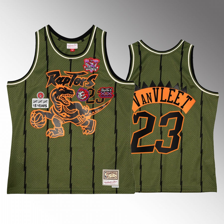 Toronto Raptors Fred VanVleet Green Military Flight patchs Men Jersey Shorts Set