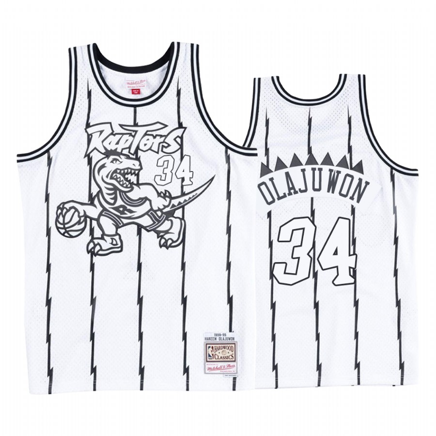 Toronto Raptors Hakeem Olajuwon #34 White Black Concord Collection Jersey