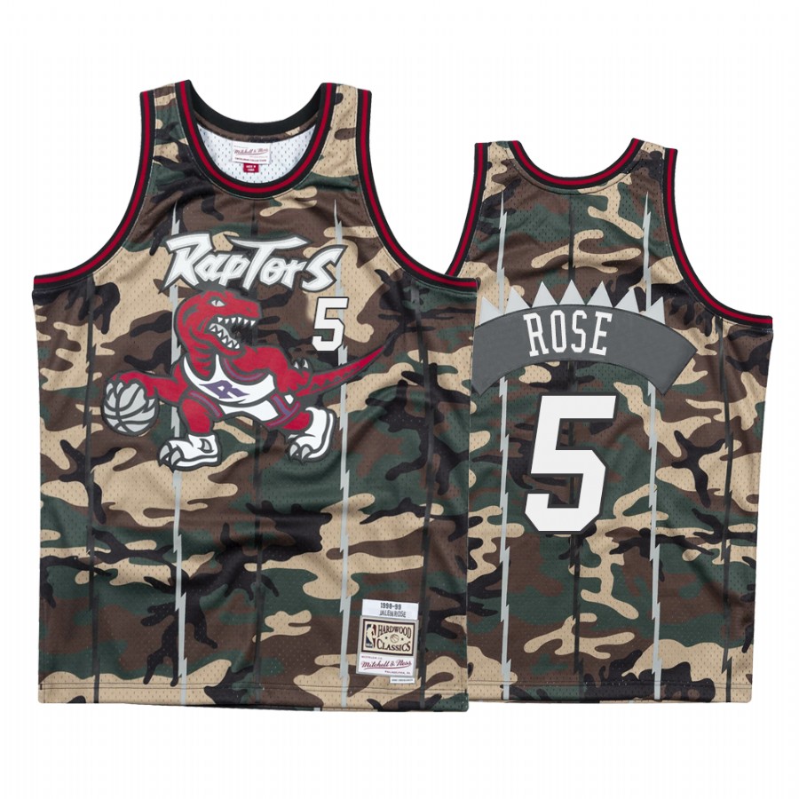 Toronto Raptors Jalen Rose #5 Woodland Camo Jersey Men's