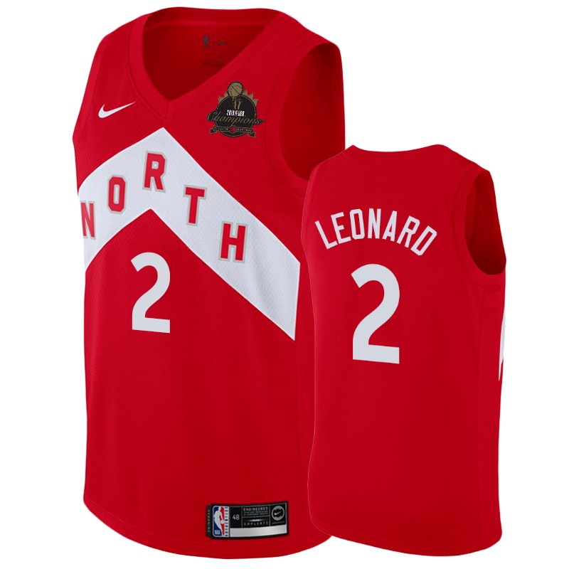 Toronto Raptors Kawhi Leonard #2 2019 Finals Champions Red Earned Jersey