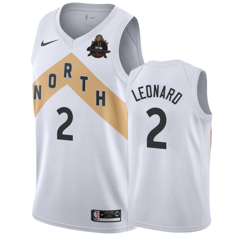 Toronto Raptors Kawhi Leonard #2 2019 Finals Champions White City Jersey