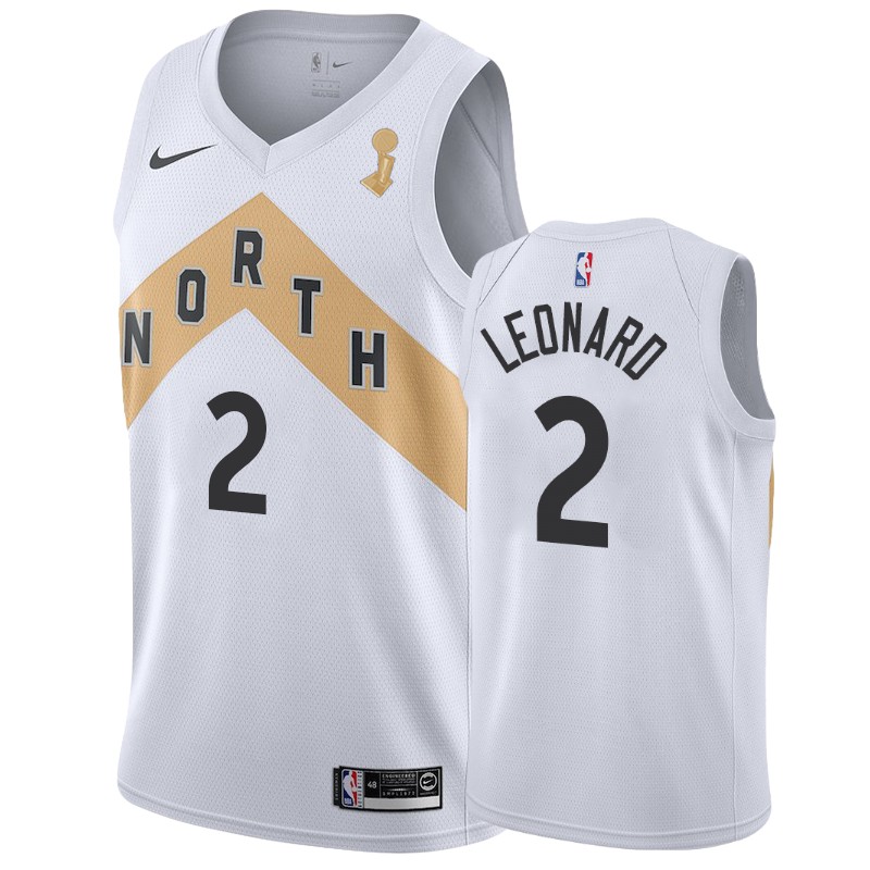Toronto Raptors Kawhi Leonard #2 2019 NBA Finals Champions White City Jersey