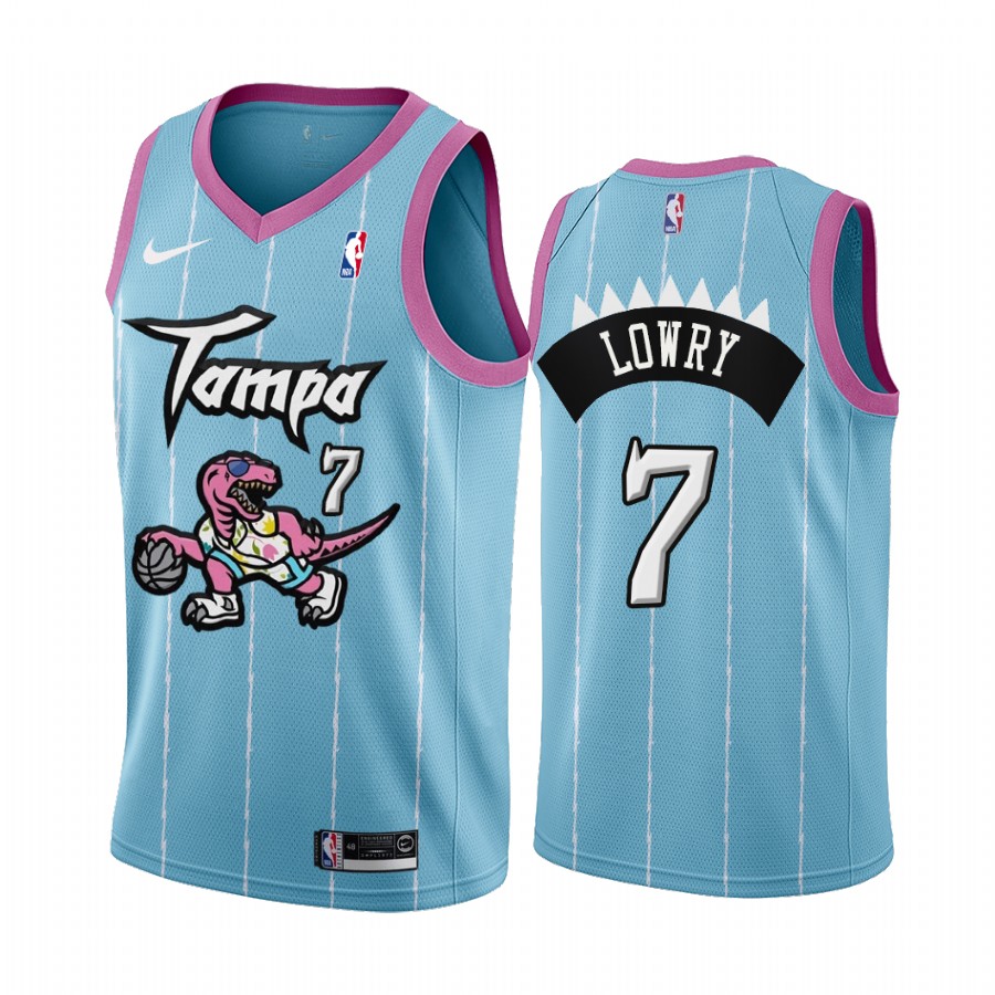 Toronto Raptors Kyle Lowry #7 Pink Blue 2021 Tampa City Jersey