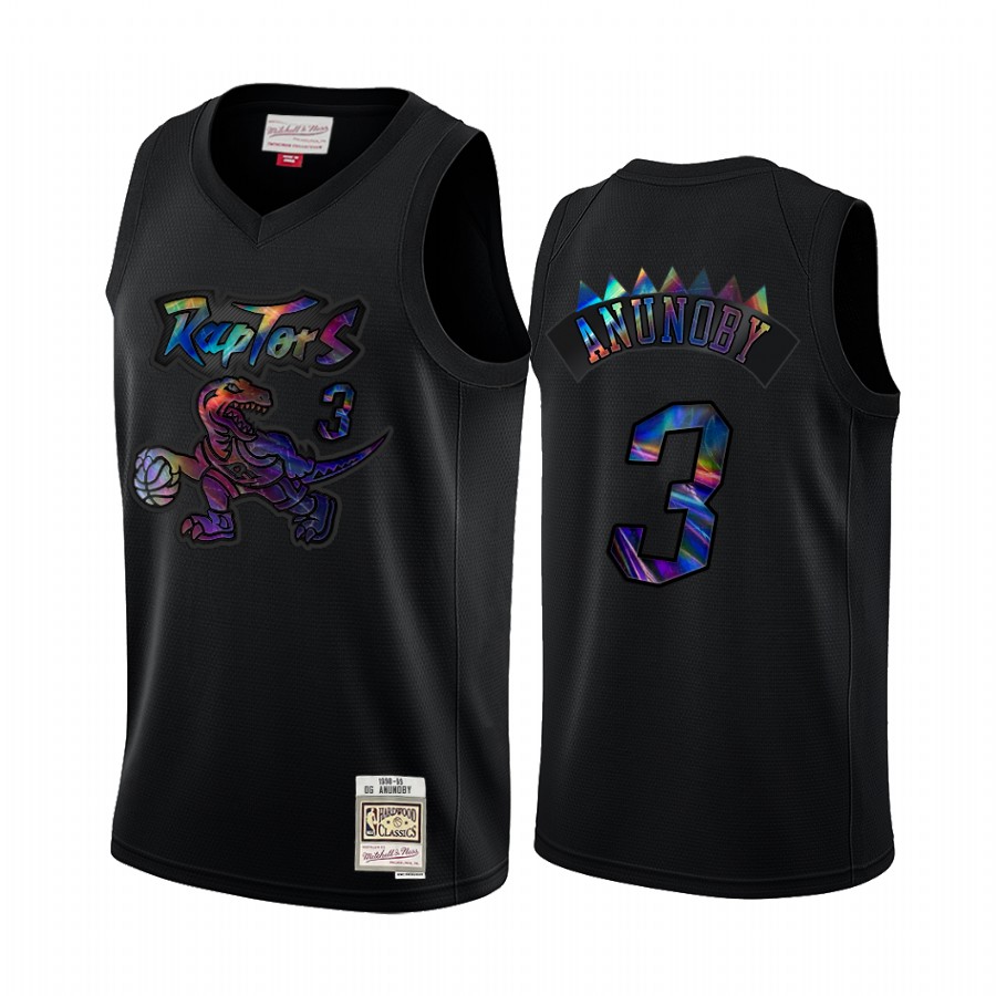 Toronto Raptors OG Anunoby #3 Jersey Iridescent HWC Limited Black Holographic