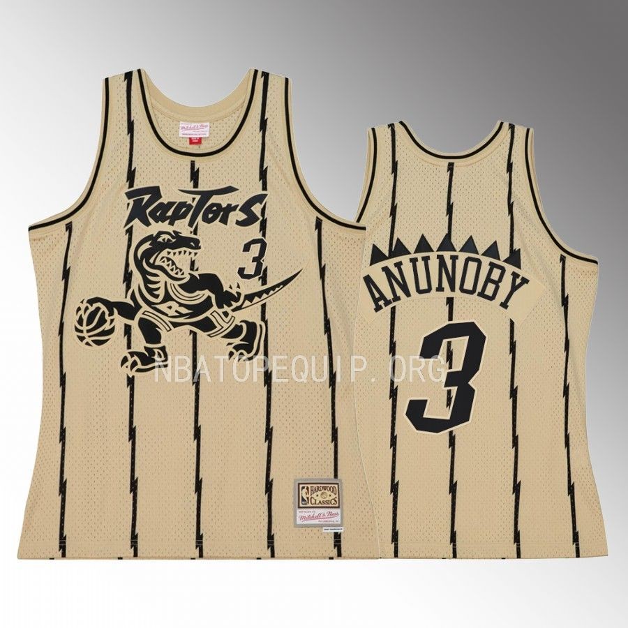 Toronto Raptors OG Anunoby Hardwood Classics #3 Khaki Black Swingman Jersey