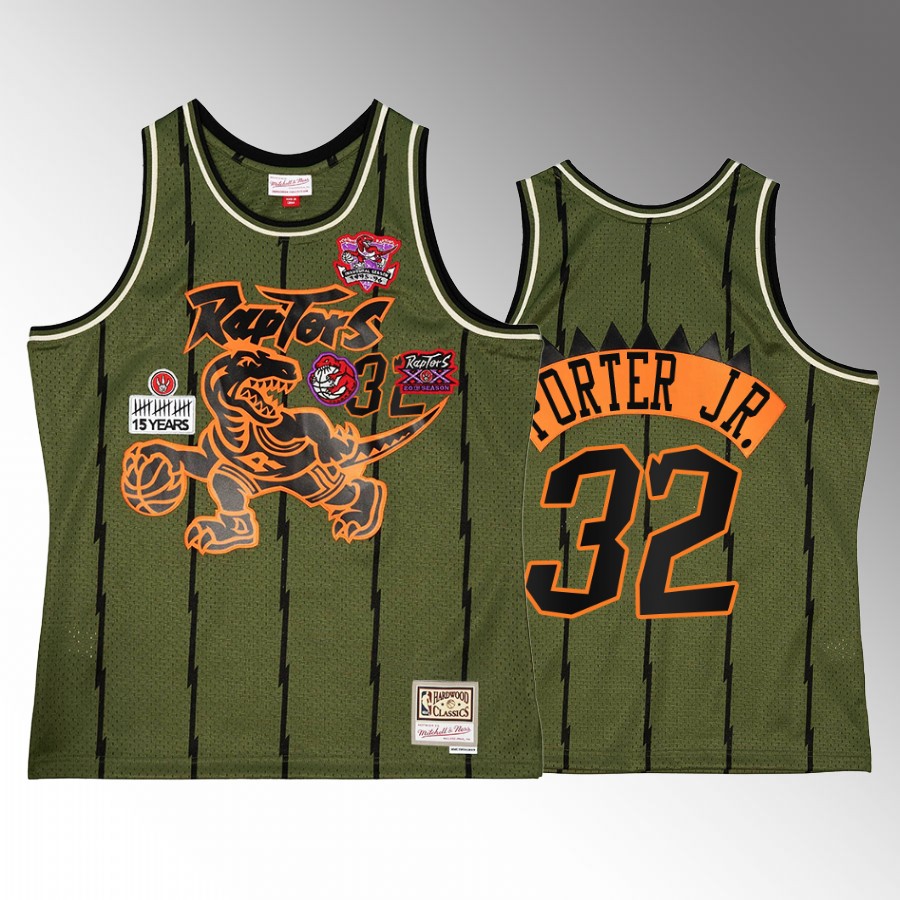 Toronto Raptors Otto Porter Jr. Green Military Flight patchs Men Jersey Throwback