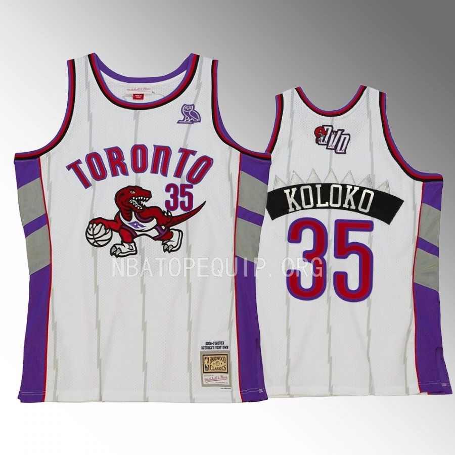 Toronto Raptors OVO x Hardwood Classic Christian Koloko White #35 Jersey Swingman