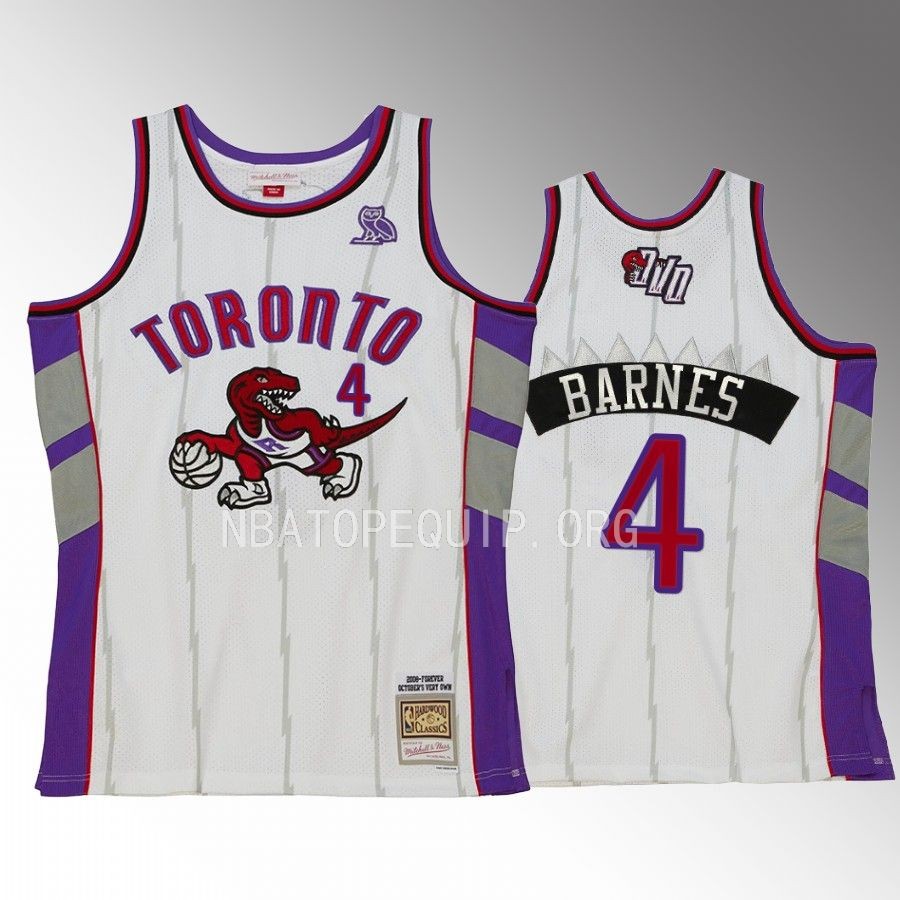 Toronto Raptors OVO x Hardwood Classic Scottie Barnes White #4 Jersey Swingman