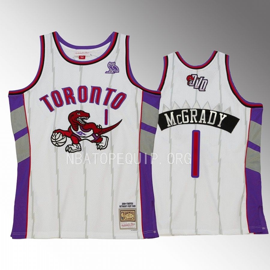 Toronto Raptors OVO x Hardwood Classic Tracy McGrady White #1 Jersey Swingman