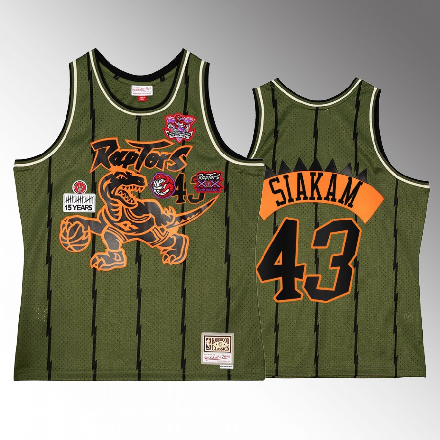 Toronto Raptors Pascal Siakam Green Military Flight patchs Men Jersey Throwback