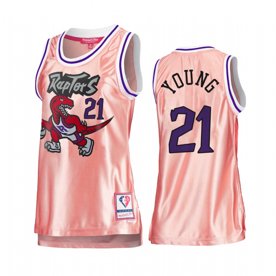 Toronto Raptors Thaddeus Young Rose Gold Pink 75th Anniversary Women's Jersey #21