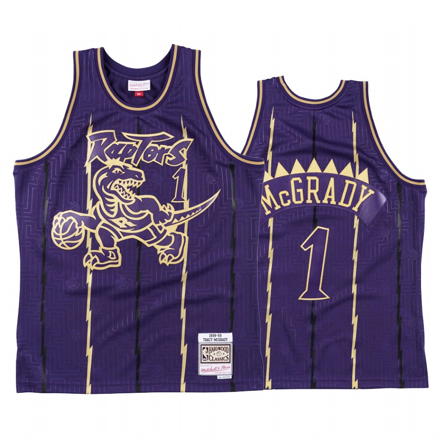 Toronto Raptors Tracy McGrady CNY Gold Purple Throwback Jersey