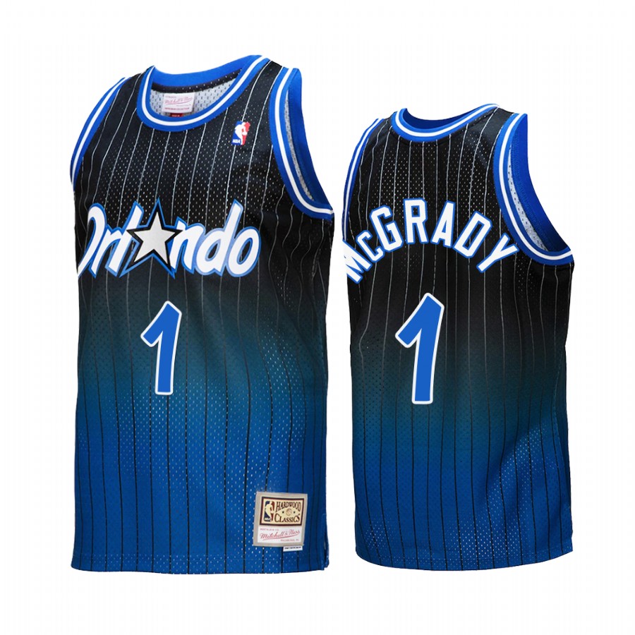 Tracy McGrady #1 Orlando Magic Fadeaway Royal Black Hardwood Classics Jersey