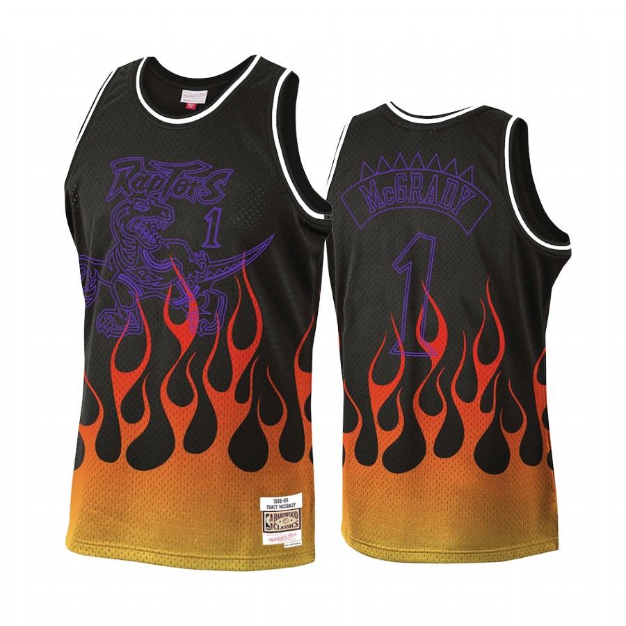 Tracy McGrady #1 Toronto Raptors Flames Jersey Black