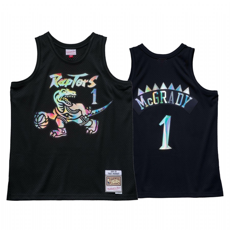 Tracy McGrady 1 Toronto Raptors Iridescent Black Jersey Hardwood Classics