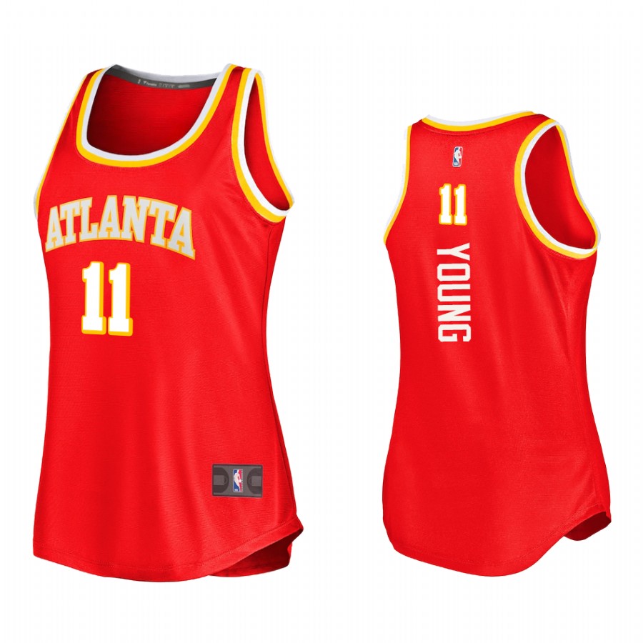 Trae Young Atlanta Hawks Red Icon Edition 2021 Women Jersey