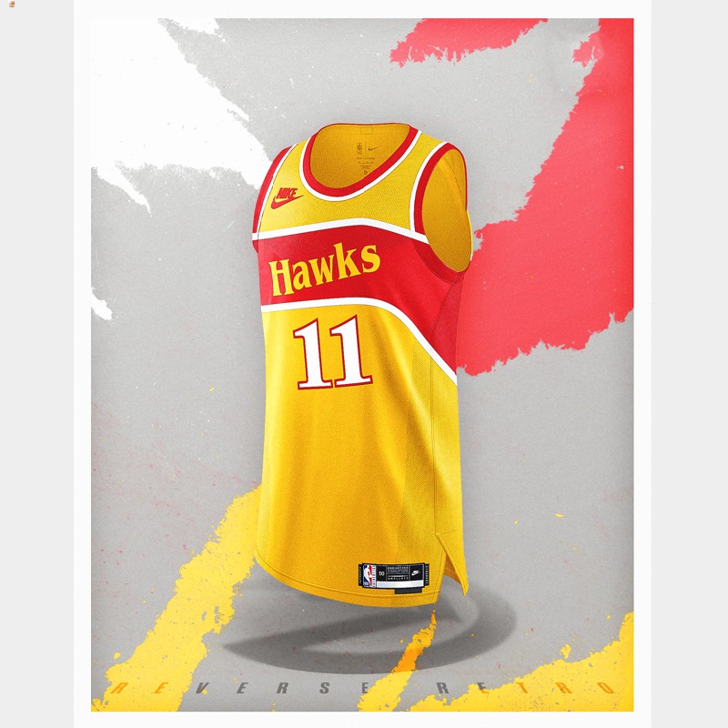 Trae Young Atlanta Hawks Yellow #11 Jersey NBA Reverse Retro
