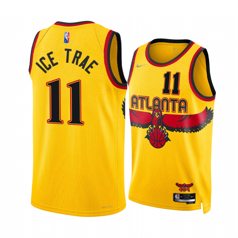 Trae Young Ice Trae Hawks Nickname Diamond Edition Gold Jersey 2022