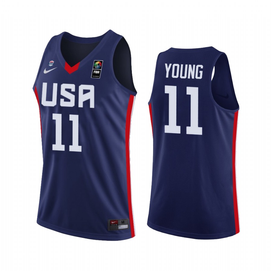 Trae Young USA 2019 FIBA U19 Baketball World Cup #11 Navy Jersey