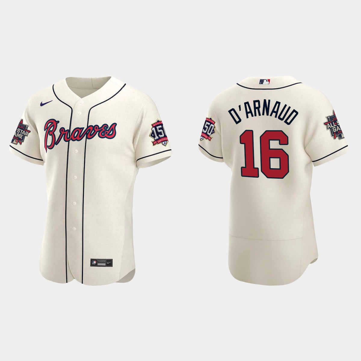 Travis d'Arnaud #16 Atlanta Braves Alternate 2021 MLB All-Star Jersey - Cream