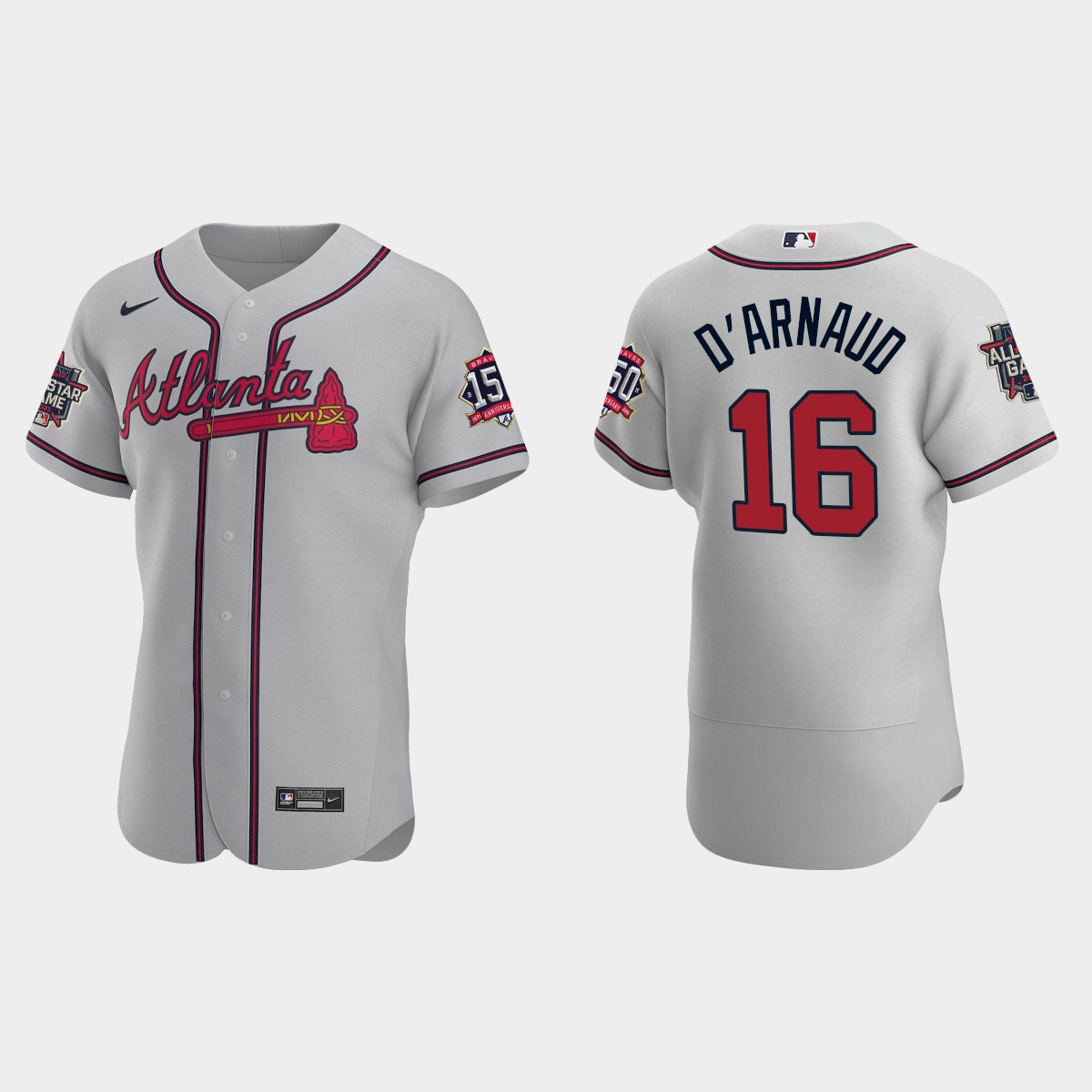 Travis d'Arnaud #16 Atlanta Braves Road 2021 MLB All-Star Jersey - Gray