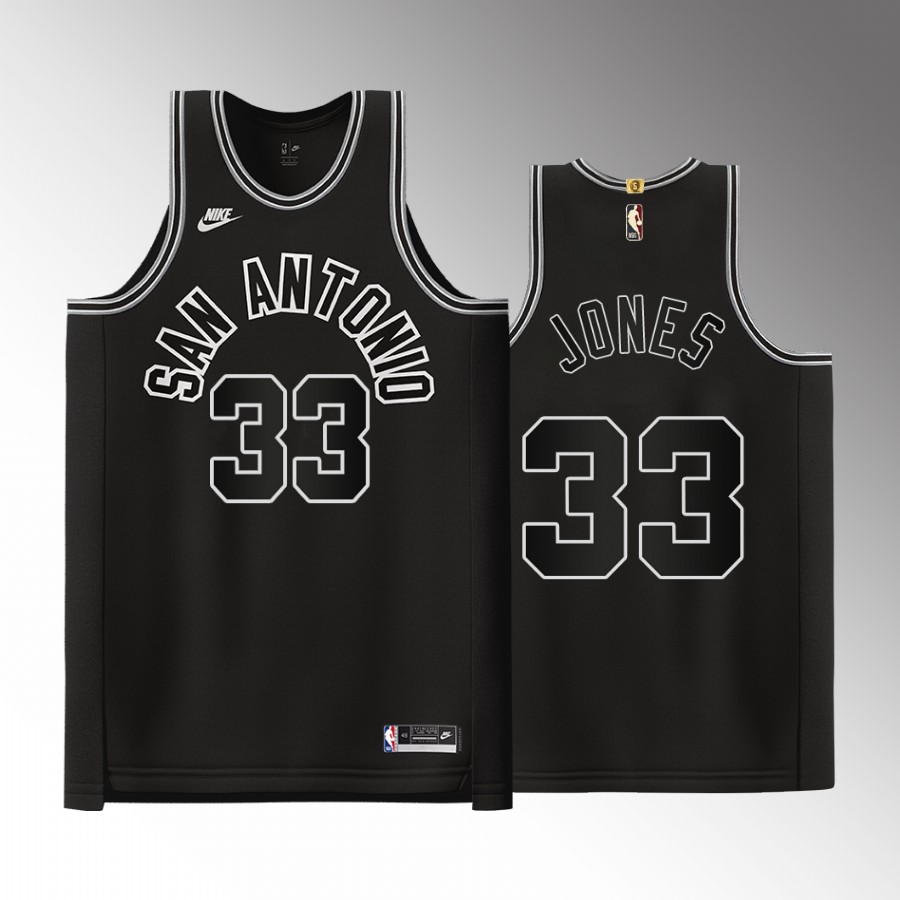 Tre Jones 2022-23 San Antonio Spurs Black #33 Classic Edition Jersey