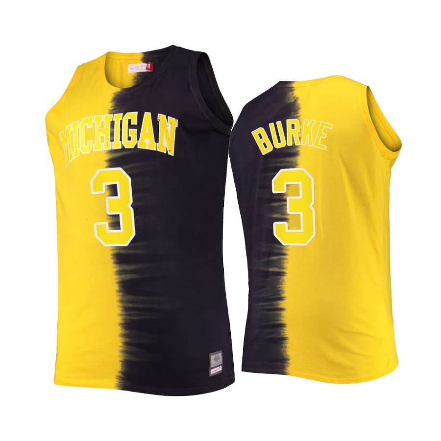 Trey Burke Michigan Wolverines Navy Maize Jersey Classic Tie-Dye Color Crash
