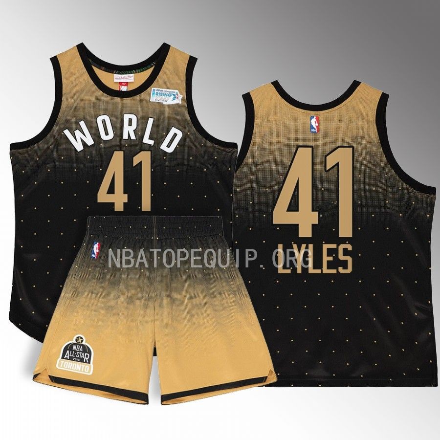 Trey Lyles All-Star World Jersey 2016 NBA Rising Stars Black Gold #41 Shorts Set
