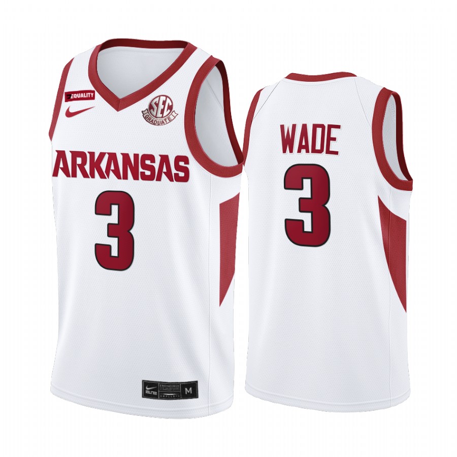 Trey Wade Arkansas Razorbacks White Jersey 2022 SEC Graduate Patch College
