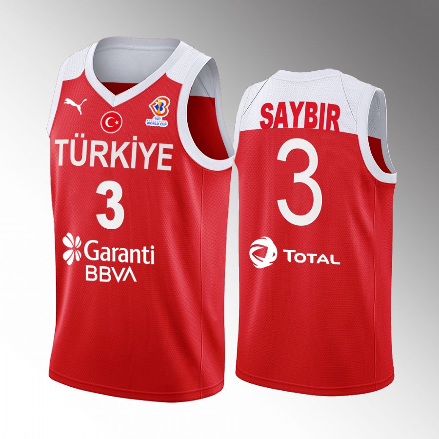 Turkey #3 Yigitcan Saybir 2022 FIBA  World Cup Away Men Jersey Red