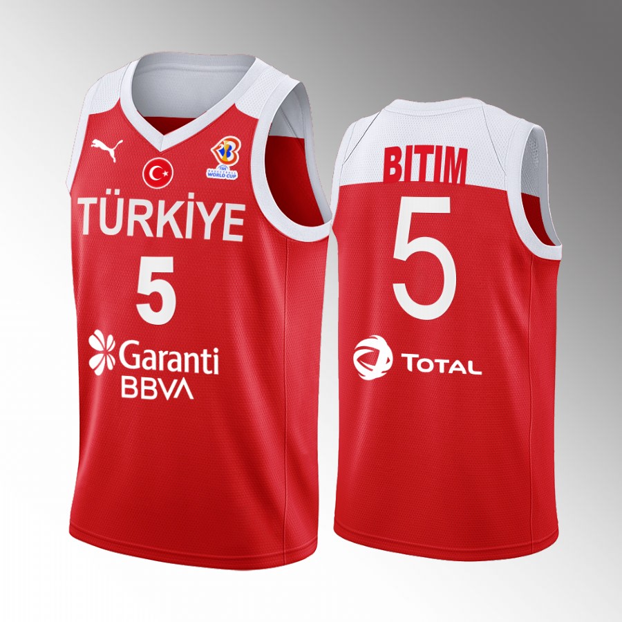 Turkey #5 Onuralp Bitim 2022 FIBA  World Cup Away Men Jersey Red