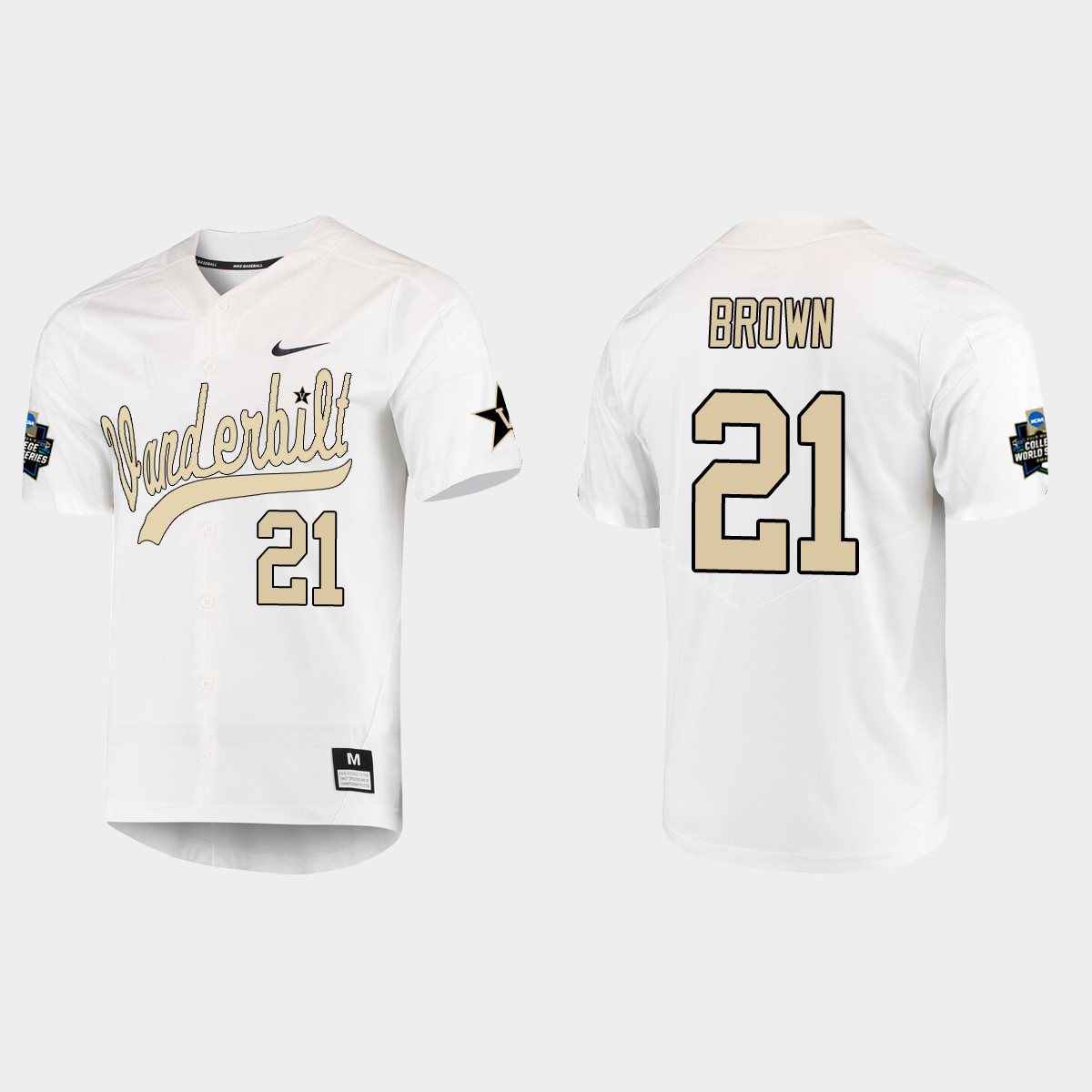 Tyler Brown Vanderbilt Commodores College World Series  Jersey - White