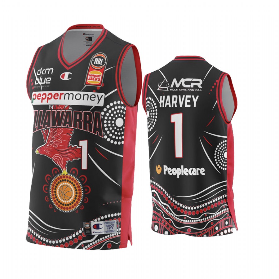 Tyler Harvey Illawarra Hawks NBL Indigenous Round 2022 Jersey #1 Black Special Edition Uniform