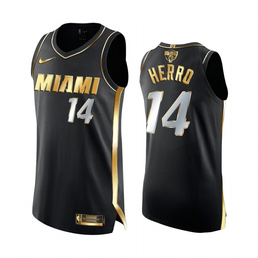 Tyler Herro Miami Heat 2020 NBA Finals Black Jersey Golden Limited Edition