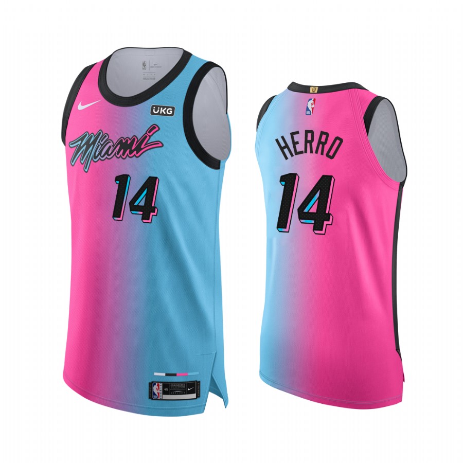 Tyler Herro Miami Heat Blue Pink Viceversa 2020-21 Jersey City Edition