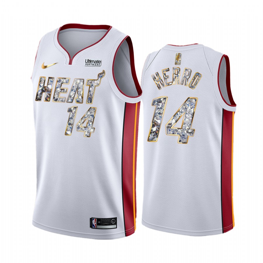 Tyler Herro White Hot Miami Heat #14 White Jersey NBA75th Diamond