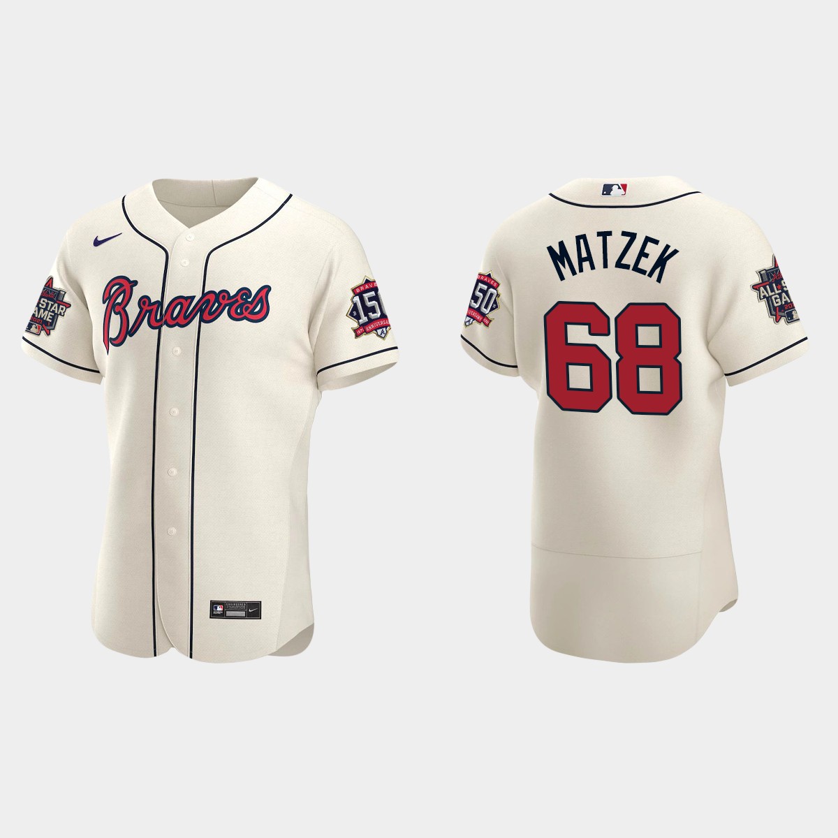 Tyler Matzek #68 Atlanta Braves Alternate 2021 MLB All-Star Jersey - Cream