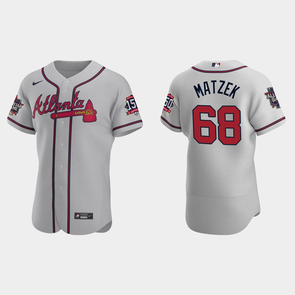 Tyler Matzek #68 Atlanta Braves Road 2021 MLB All-Star Jersey - Gray